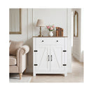 Farmhouse Buffet Cabinet 80Cm Adjustable Shelf And 2 Barn Doors White