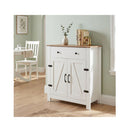 Farmhouse Buffet Cabinet 80Cm Adjustable Shelf And 2 Barn Doors White