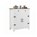 Farmhouse Buffet Cabinet 80Cm Adjustable Shelf And 2 Barn Doors White