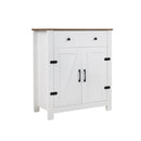 Farmhouse Buffet Cabinet 80Cm Adjustable Shelf And 2 Barn Doors White