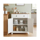 Farmhouse Buffet Cabinet 80Cm Adjustable Shelf And 2 Barn Doors White