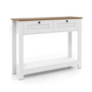 Farmhouse Console Table With 2 Drawers And Open Storage Shelf