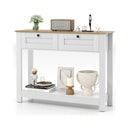 Farmhouse Console Table With 2 Drawers And Open Storage Shelf