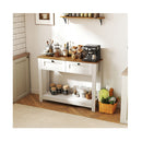 Farmhouse Console Table With 2 Drawers And Open Storage Shelf