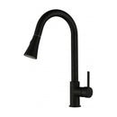 Gooseneck Pull Out Tap Kitchen Sink Mixer Tap Swivel Round Black