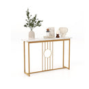 Faux Marble Top Console Table With Gold Finished Frame For Living Room