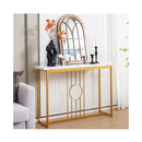 Faux Marble Top Console Table With Gold Finished Frame For Living Room