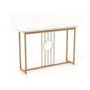 Faux Marble Top Console Table With Gold Finished Frame For Living Room