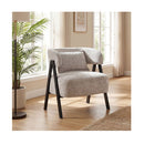 Faux Rabbit Fur Upholstered Armchair With Lumbar Pillow And Metal Legs