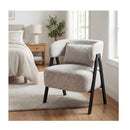 Faux Rabbit Fur Upholstered Armchair With Lumbar Pillow And Metal Legs