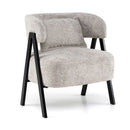 Faux Rabbit Fur Upholstered Armchair With Lumbar Pillow And Metal Legs