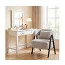 Faux Rabbit Fur Upholstered Armchair With Lumbar Pillow And Metal Legs