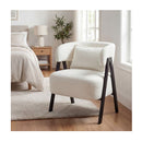 Faux Rabbit Fur Upholstered Armchair With Lumbar Pillow And Metal Legs