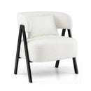 Faux Rabbit Fur Upholstered Armchair With Lumbar Pillow And Metal Legs