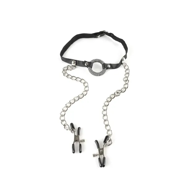 Fetish Fantasy Series O Ring Gag With Nipple Clamps