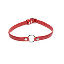 Pet Leather Choker With Silver Ring