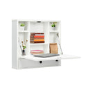 Floating Computer Desk With Storage Drawer And Shelves White