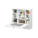 Floating Computer Desk With Storage Drawer And Shelves White
