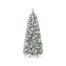Flocked Lighted Christmas Tree With Pine Needles And 517 Branch Tips