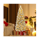 Flocked Lighted Christmas Tree With Pine Needles And 517 Branch Tips