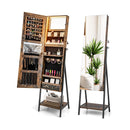 Lockable Floor Jewelry Cabinet With Full Length Mirror And Led Lights