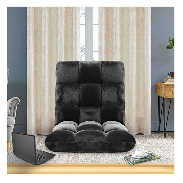 2X Floor Recliner Folding Lounge Sofa Futon Couch Folding Chair Cushion Black