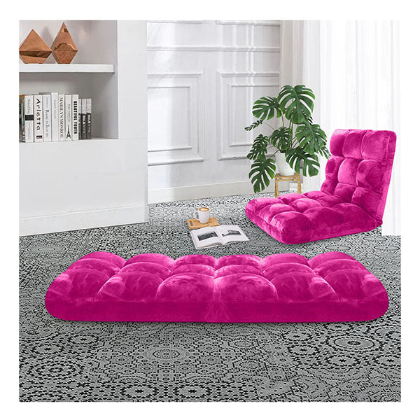 Floor Recliner Folding Lounge Sofa Futon Couch Folding Chair Cushion Pink