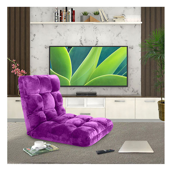 Floor Recliner Folding Lounge Sofa Futon Couch Folding Chair Cushion Purple