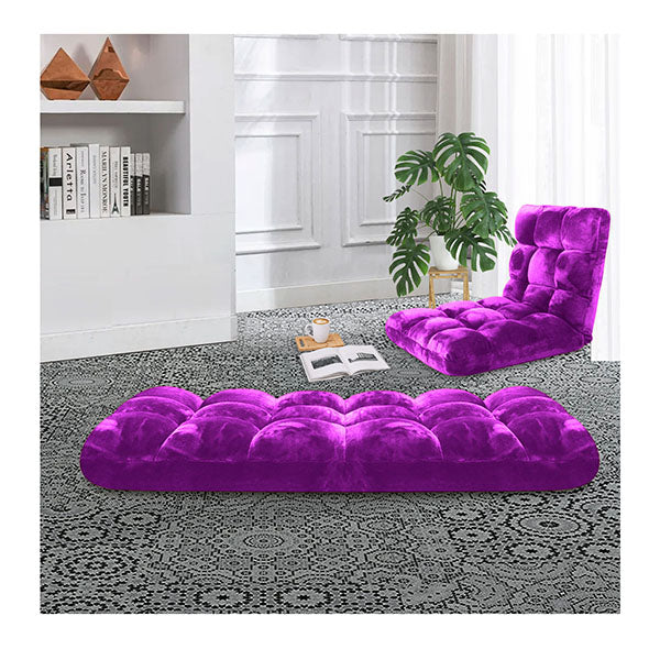 Floor Recliner Folding Lounge Sofa Futon Couch Folding Chair Cushion Purple