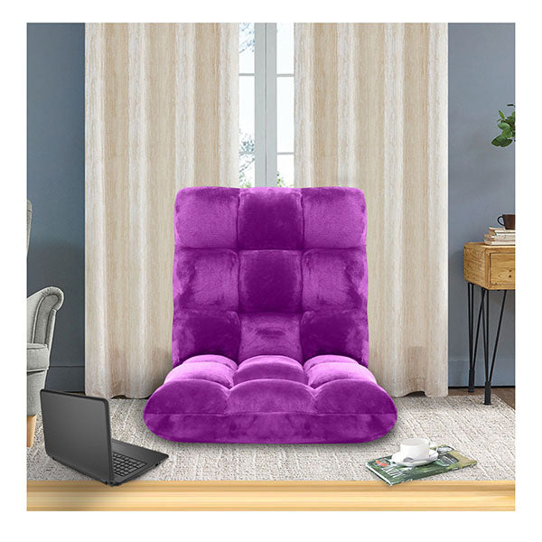Floor Recliner Folding Lounge Sofa Futon Couch Folding Chair Cushion Purple