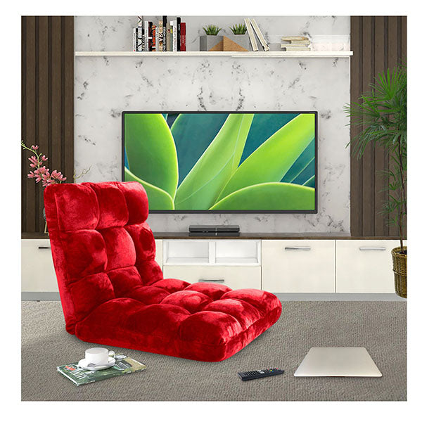 4X Floor Recliner Folding Lounge Sofa Futon Couch Folding Chair Cushion Red