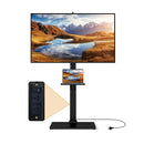 Floor Tv Stand With Power Outlet With Adjustable Av Shelf
