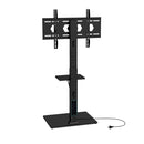 Floor Tv Stand With Power Outlet With Adjustable Av Shelf