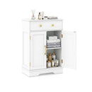 Floor Storage Cabinet With Drawer And Adjustable Shelf