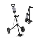 Foldable 2 Wheel Golf Push Cart With Scorecard Holder Elastic Strap