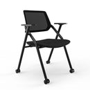 Foldable Mesh Back Training Chair Black Fabric