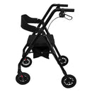 Foldable Mobility Steel Rollator 136Kg Max Capacity Black