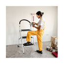 Folding 3 Steps Iron Stepladder With Platform And Handrail