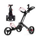 Folding 3 Wheel Golf Push Cart Adjustable With Elastic Straps