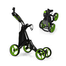 Folding 4 Wheel Golf Push Cart With Cooler Bag Green