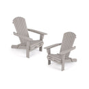 Folding Adirondack Chair Set Of 2 With High Backrest And Wide Armrests