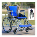 Folding Aluminium Wheelchair 20 Wheels Park Brakes 100Kg Capacity Blue