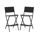 Folding Bar Stool Set Of 2 With Metal Frame Black