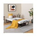 Folding Bed With Memory Foam Mattress Metal Frame 4 Universal Wheels