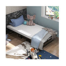 Folding Bed With Memory Foam Mattress Metal Frame 4 Universal Wheels