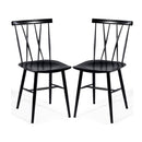 Set of 2 Steel Dining Chairs with Curved Backrest for Restaurant Cafe