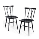 Set of 2 Steel Dining Chairs with Curved Backrest for Restaurant Cafe