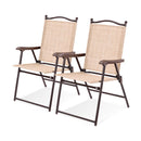 Set of 2 Patio Folding Chairs with Armrests for Garden Black Yellow