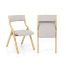 Folding Dining Chair Set Of 2 With Solid Wood Frame And Padded Seat