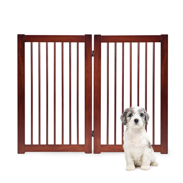 Wooden Folding Dog Gate with Non Slip Foot Pads for Pets 2 panel